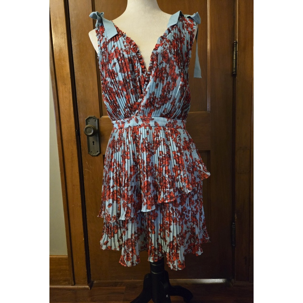 Talulah La Maison Superbloom Floral Tiered Pleated Mini Dress Women's Size M